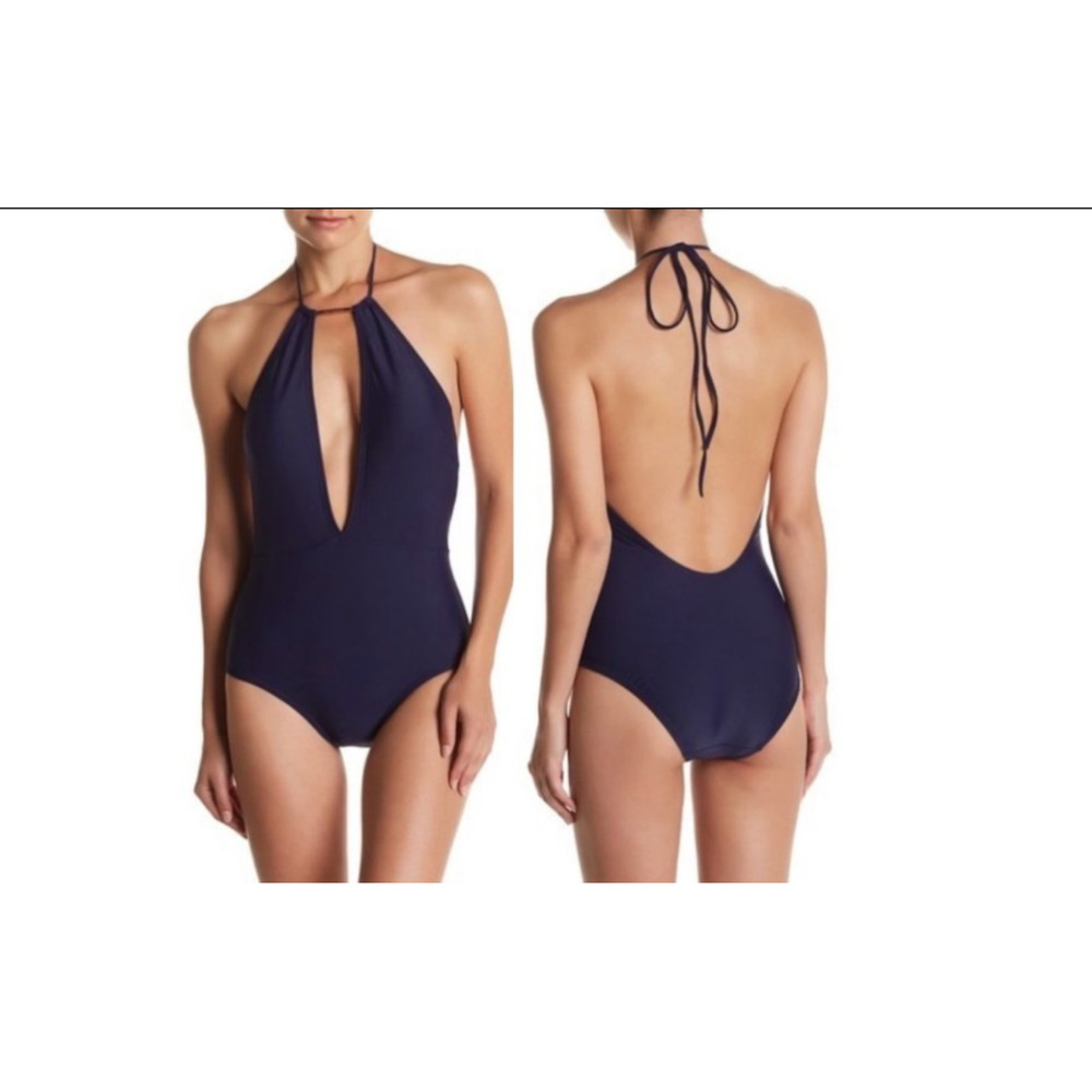 TED BAKER NWT $149 HALTER PIKAA ONE PIECE SWIMSUIT NAVY SIZE 8 US